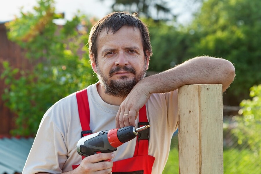 Jerry working in the yard